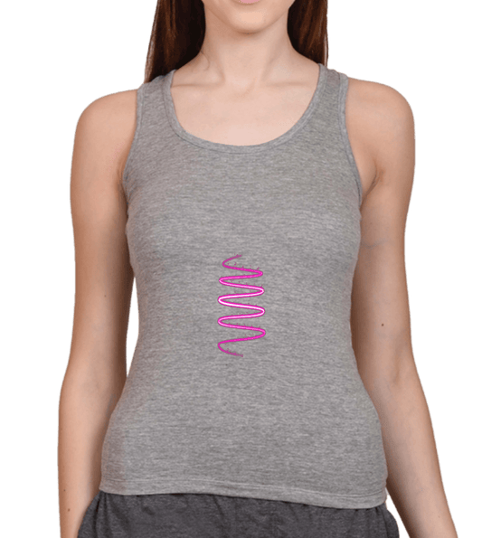 Tank Top Grey Melange with vertical spiral graphic design