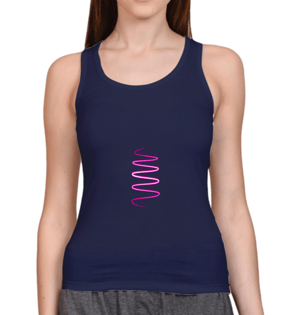 Tank Top Navy Blue with vertical spiral graphic design