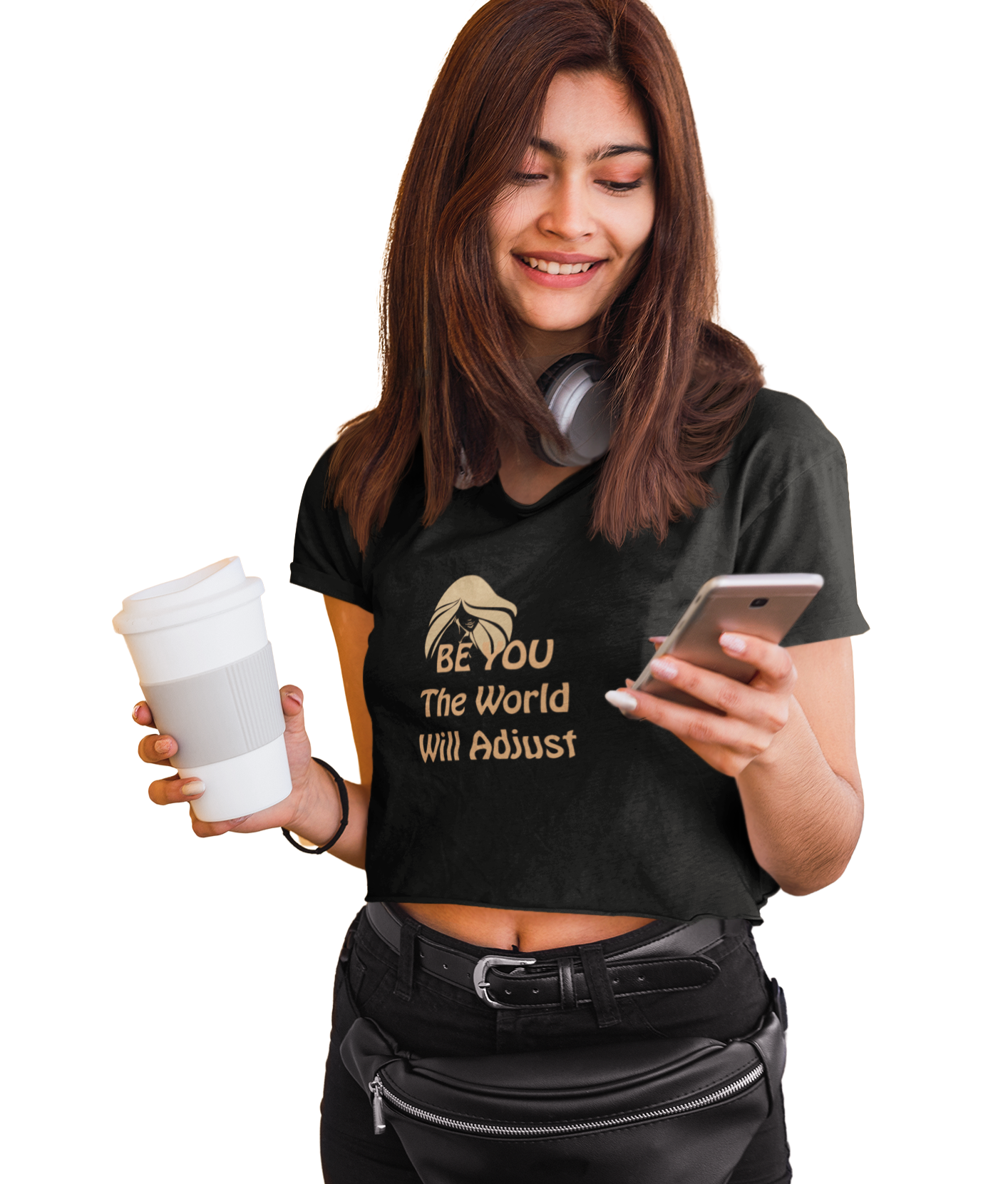 Black Crop Top printed with a savvy Quote