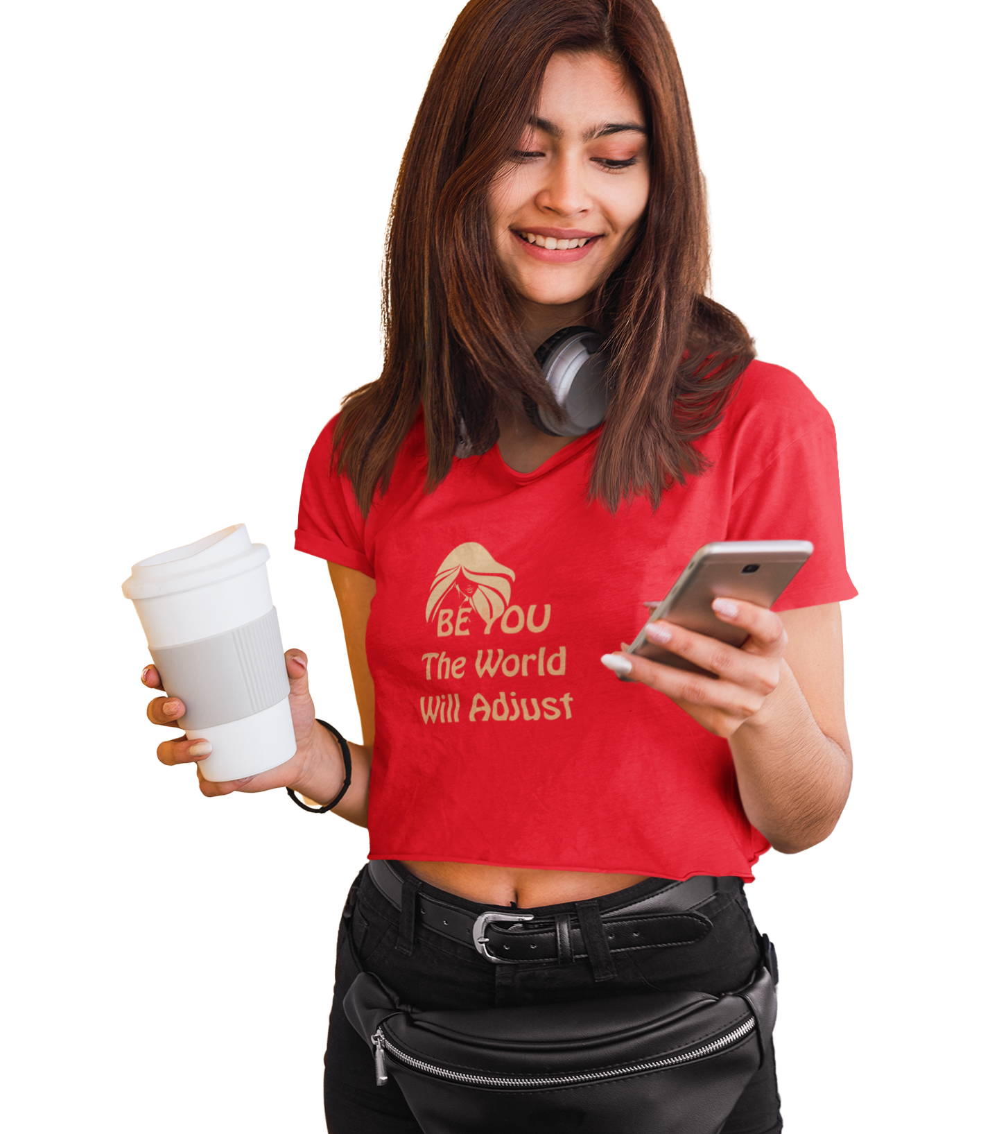 Red Crop Top printed with a savvy Quote