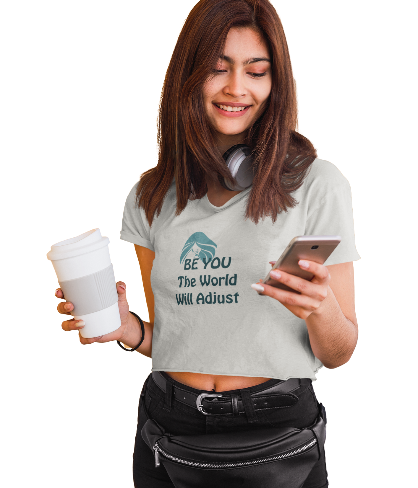 Light Grey Crop Top printed with a savvy Quote
