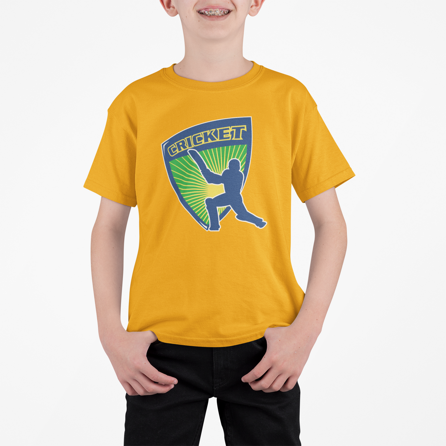 Cricketer T-shirt for Boys Golden Yellow