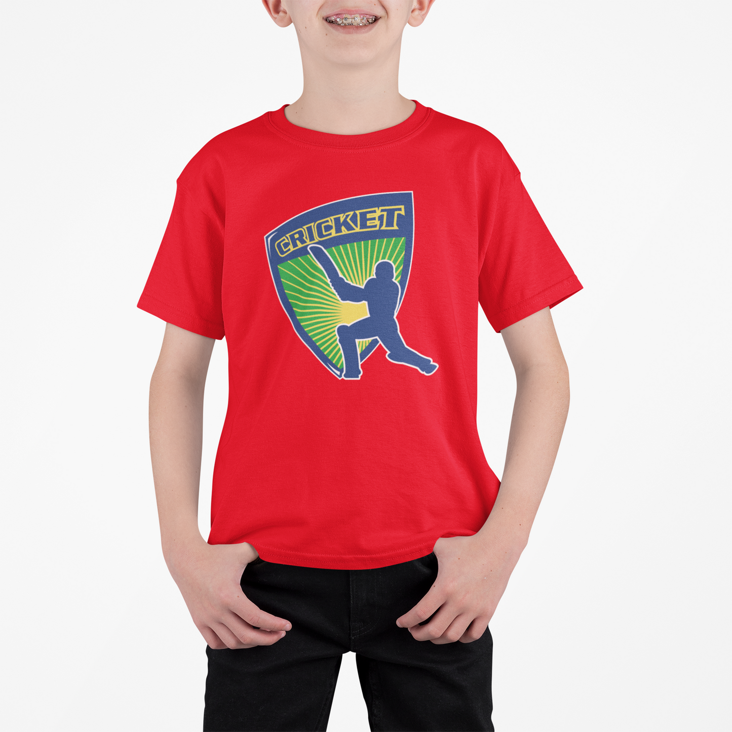 Cricketer T-shirt for Boys Red