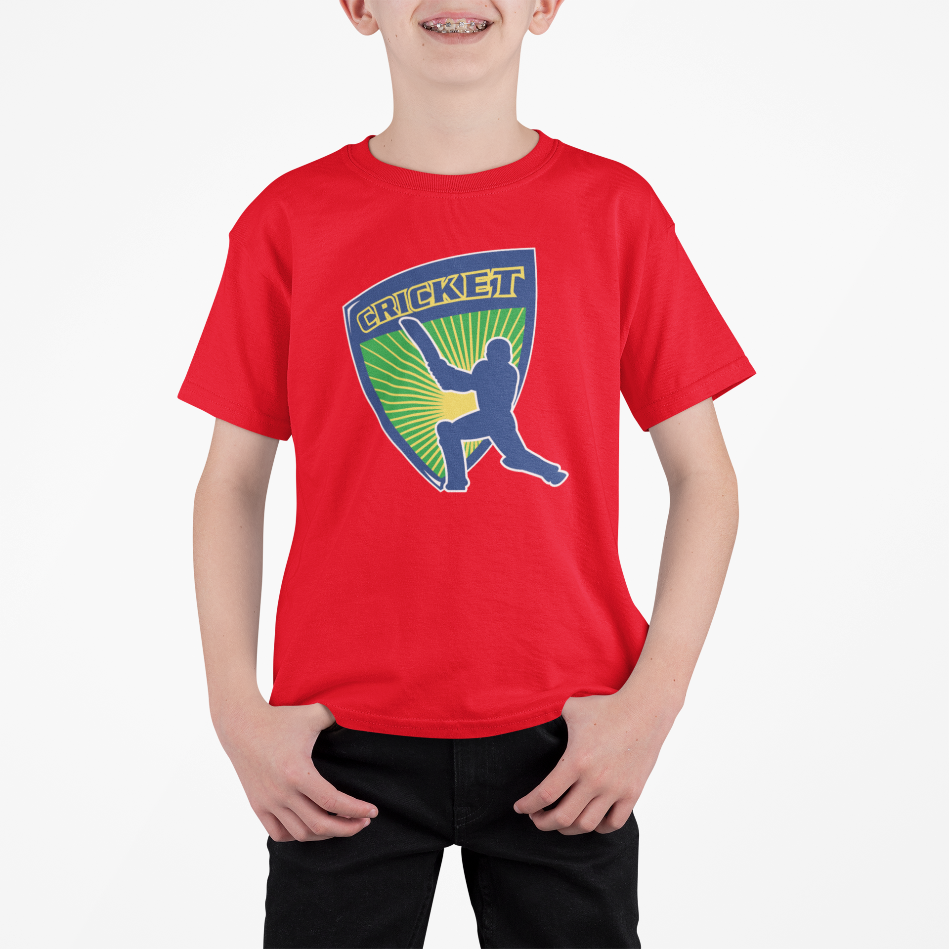 Cricketer T-shirt for Boys Red