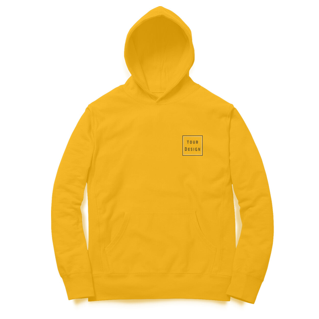 Custom Hoodie Golden Yellow Front Pocket Print