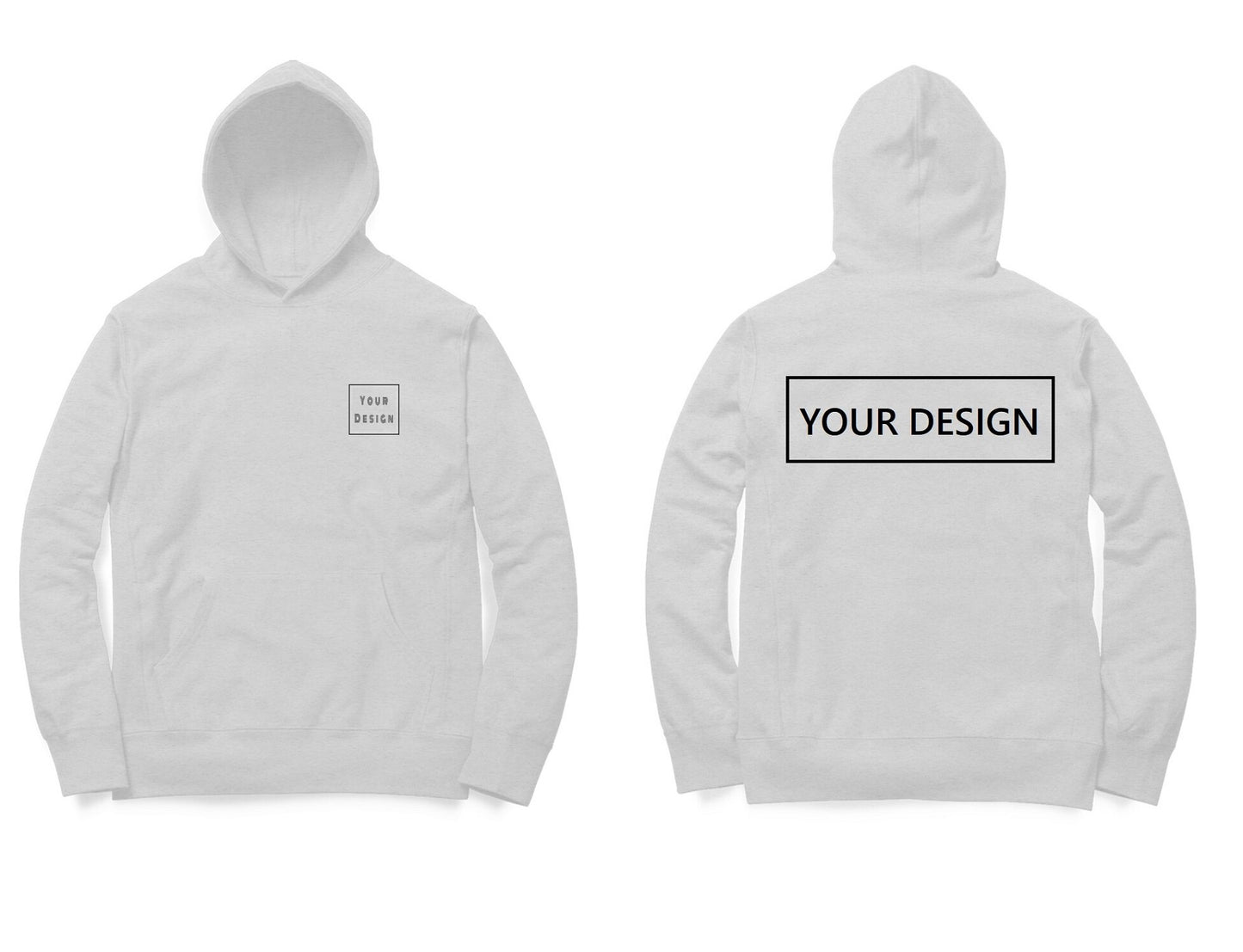 Custom Hoodie Grey with Front Pocket Print & Back Print