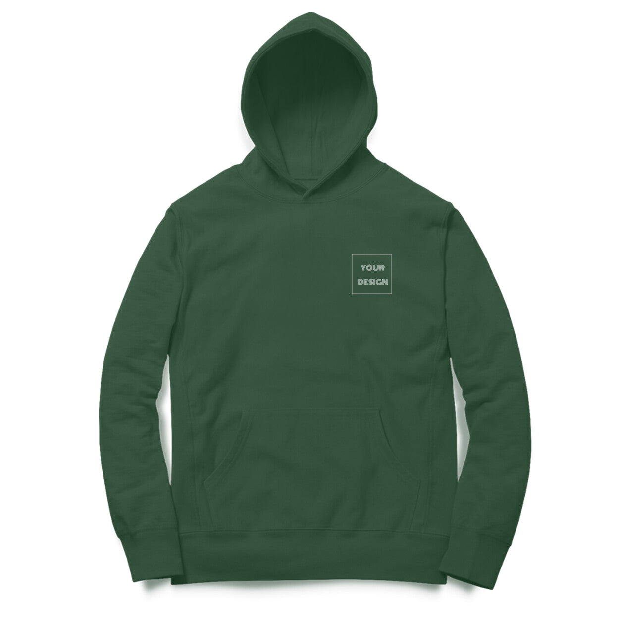 Custom Hoodie Olive Green Front Pocket Print