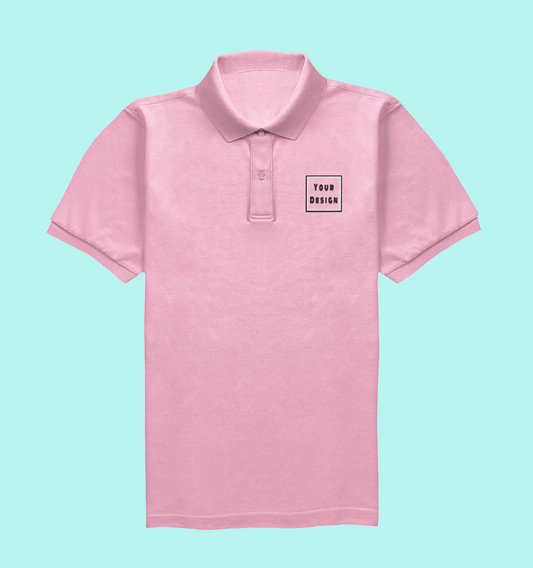 Customized Premium Cotton Polo T-shirt Light Pink