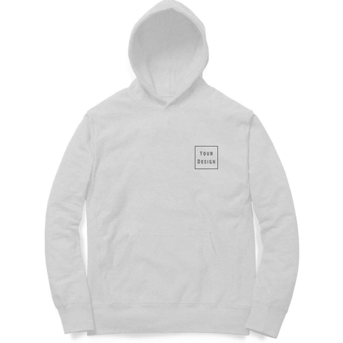 Custom Hoodie Light Grey Front Pocket Print