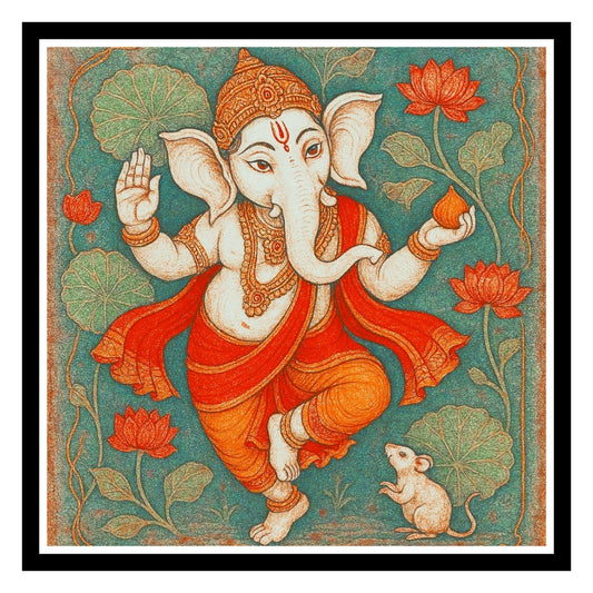 Dancing Ganesha Art Framed Poster F09