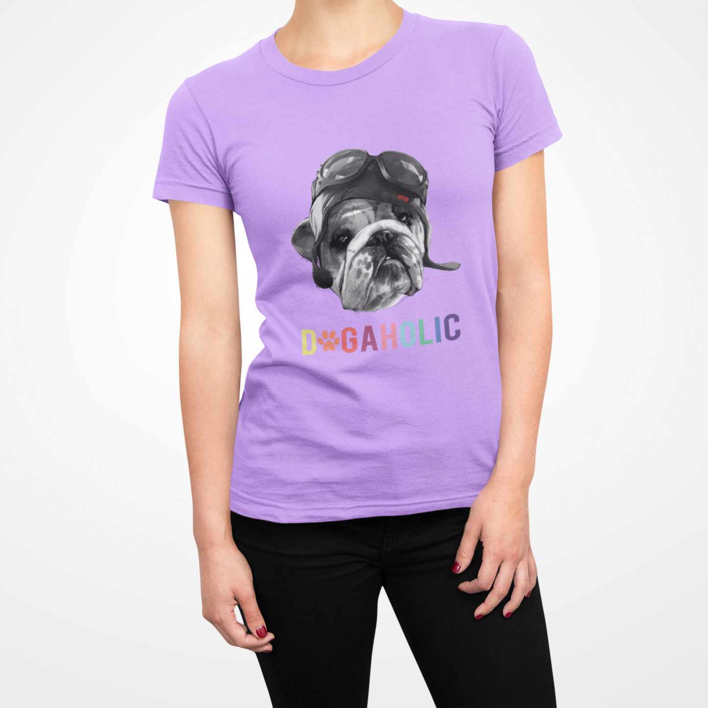 Dog Love graphics Lavender T-shirt for Women