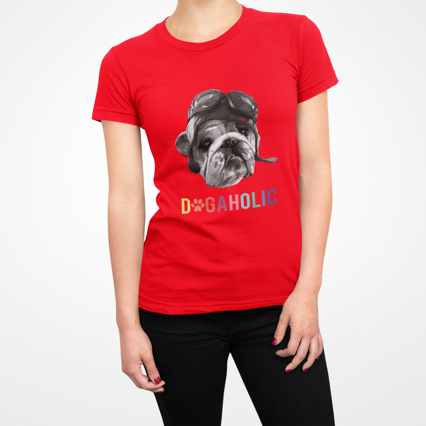 Dog Love graphics Red T-shirt for Women
