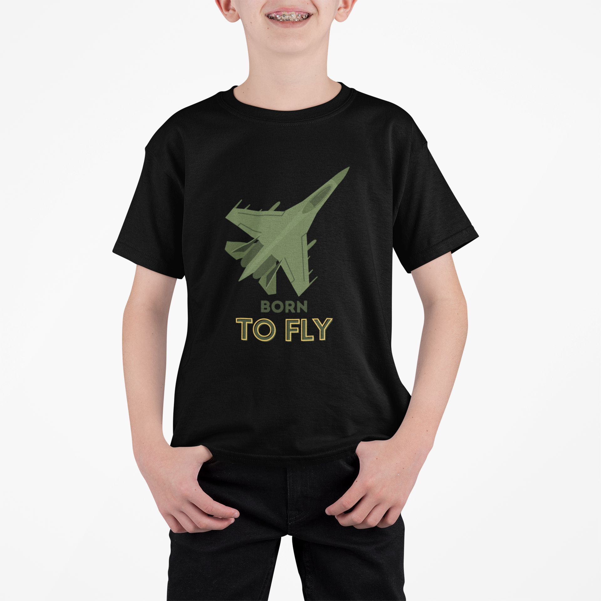 Fighter Jet T-shirt for Boys Black