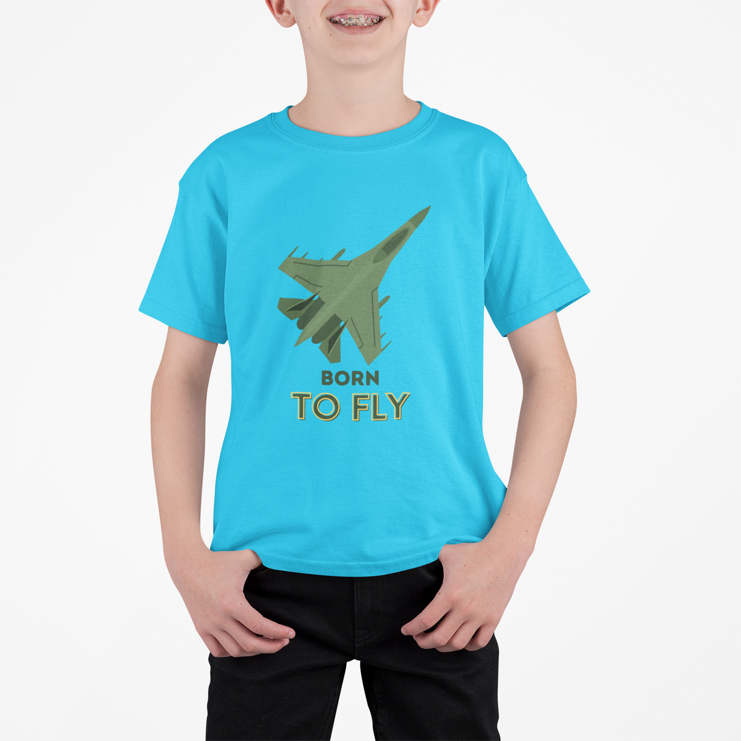 Fighter Jet T-shirt for Boys Sky Blue