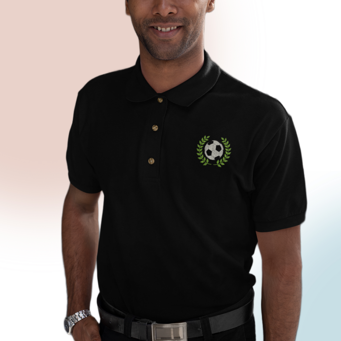 Football Graphic Polo T-shirt for Football Lovers Black