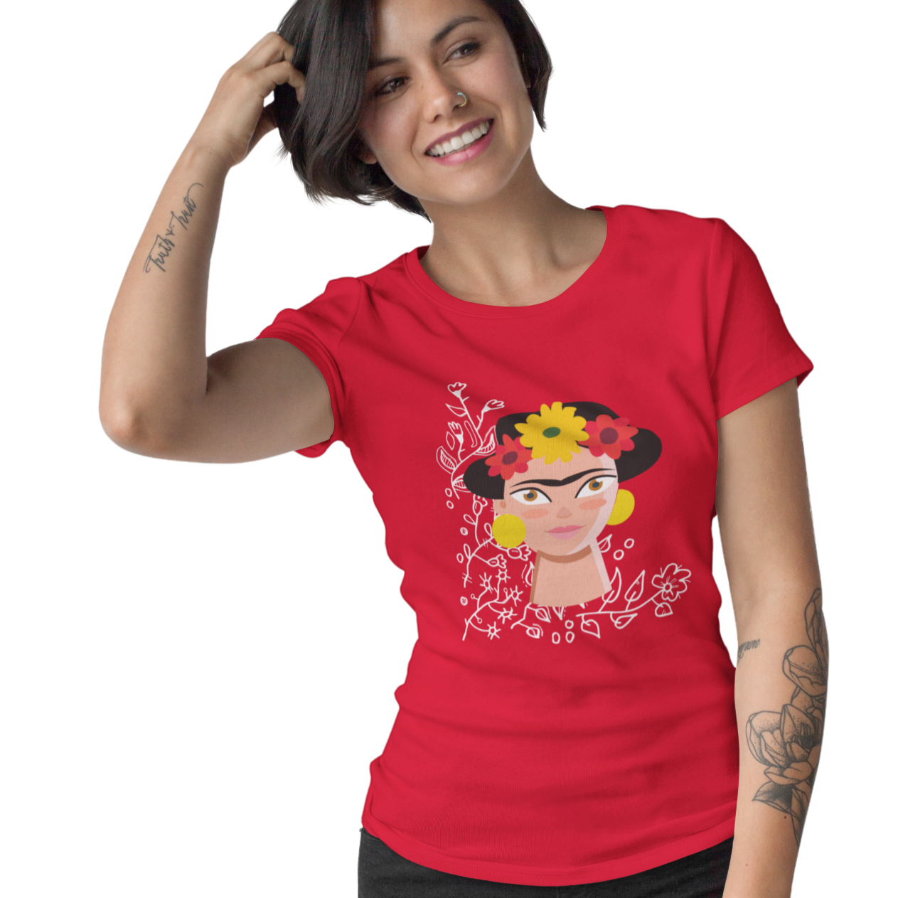 Frida Kahlo Red T-shirt  for Women