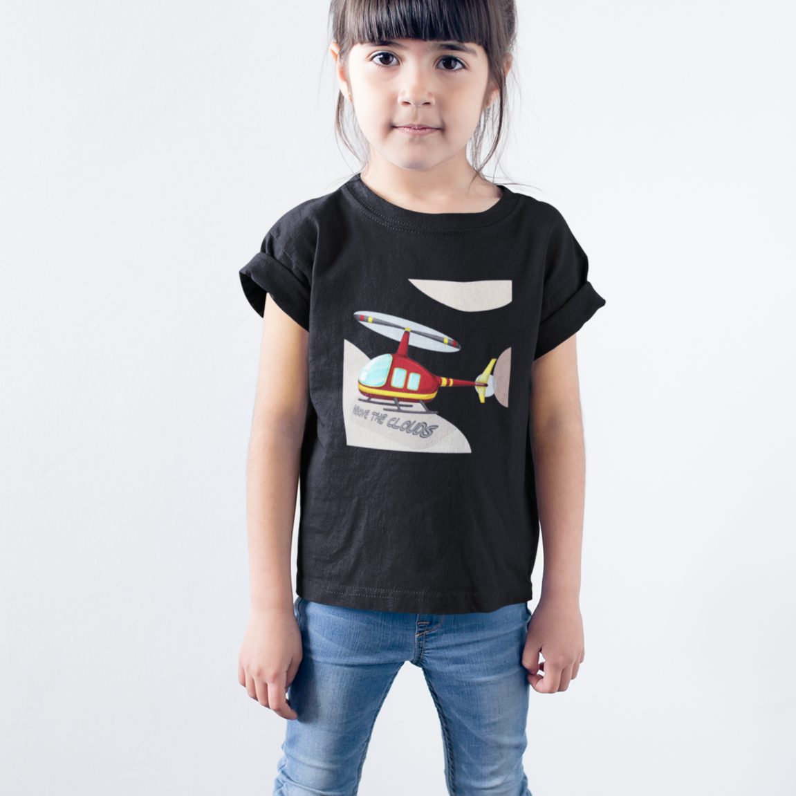 Helicopter T-shirt for Girls Black
