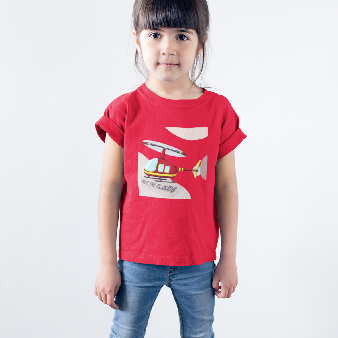 Helicopter T-shirt for Girls Red