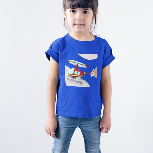 Helicopter T-shirt for Girls Royal Blue