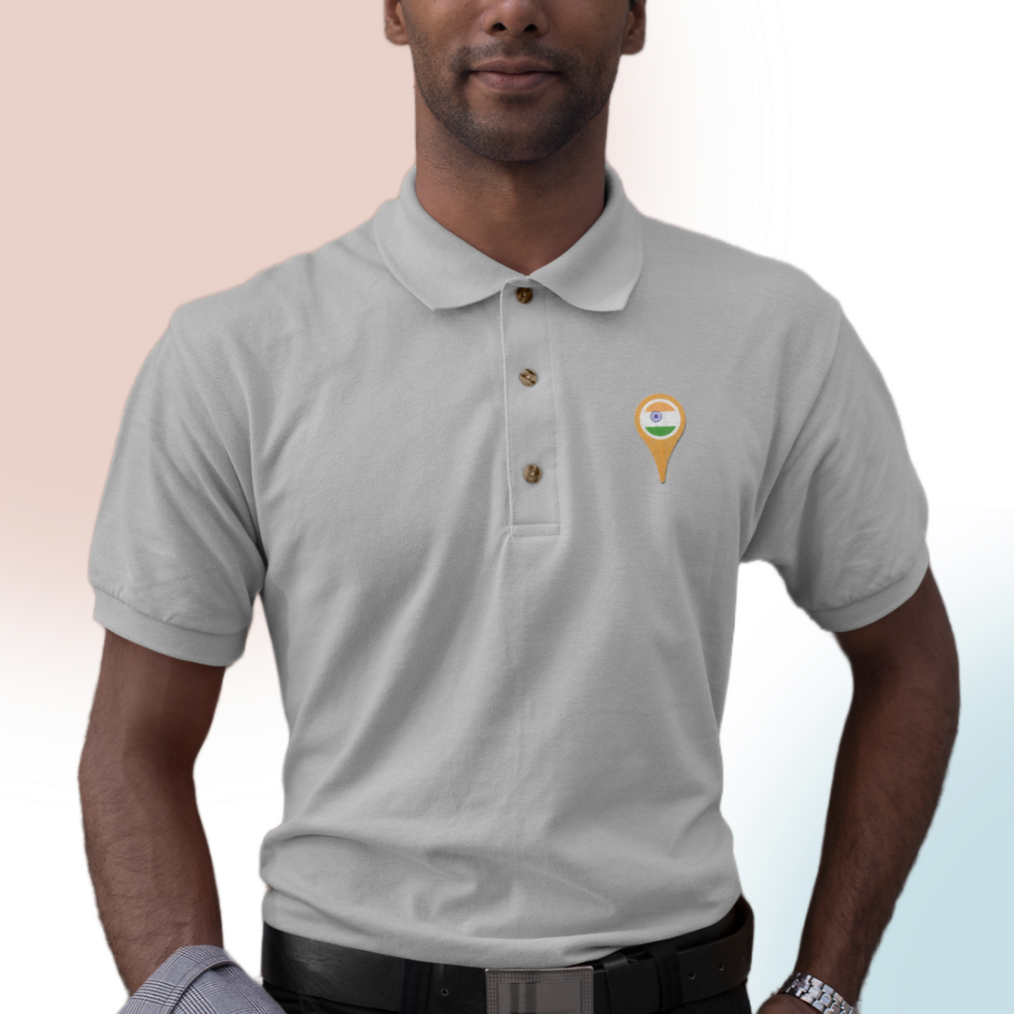 India Polo T-shirt Light Grey