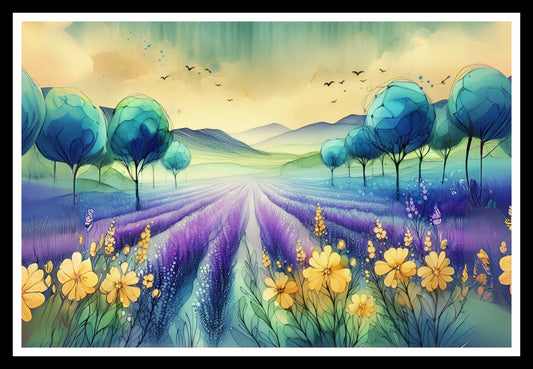 Lavender Field Landscape Wall Art S1