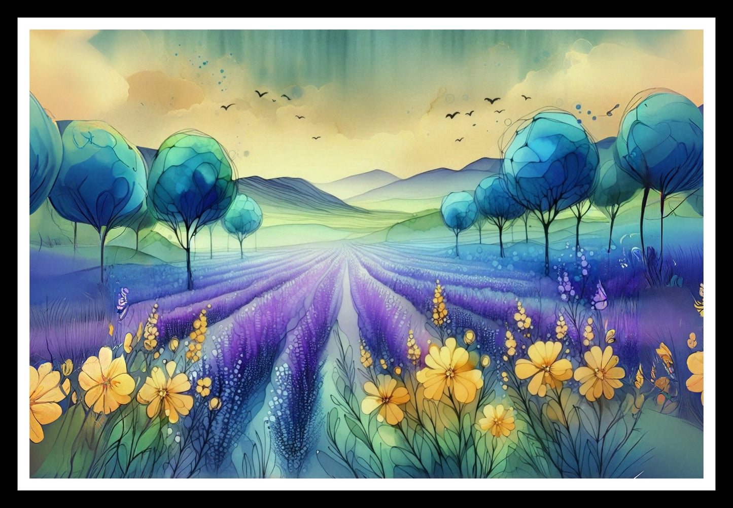 Lavender Field Landscape Wall Art S1