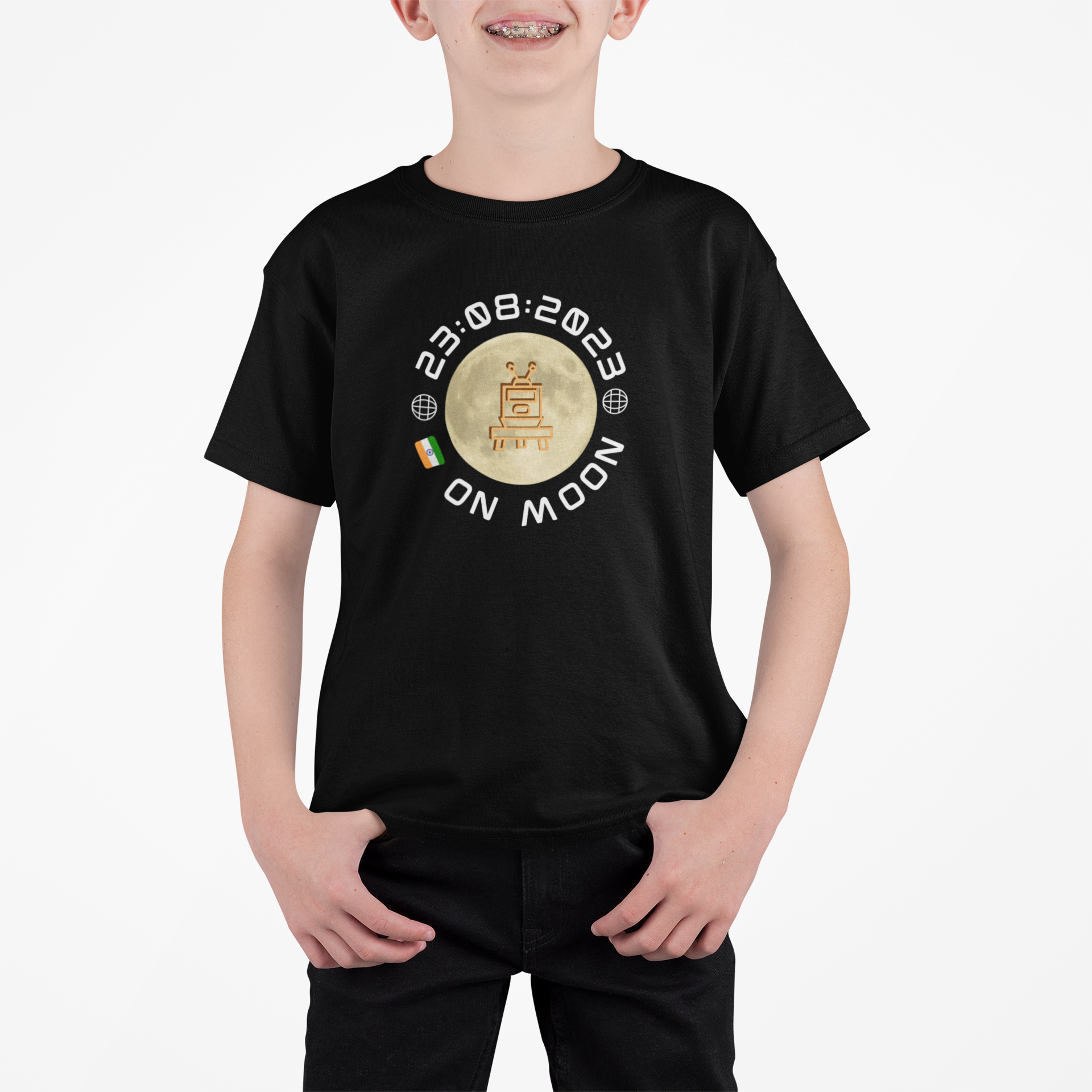 Moon Lander T-shirt for Boys Black