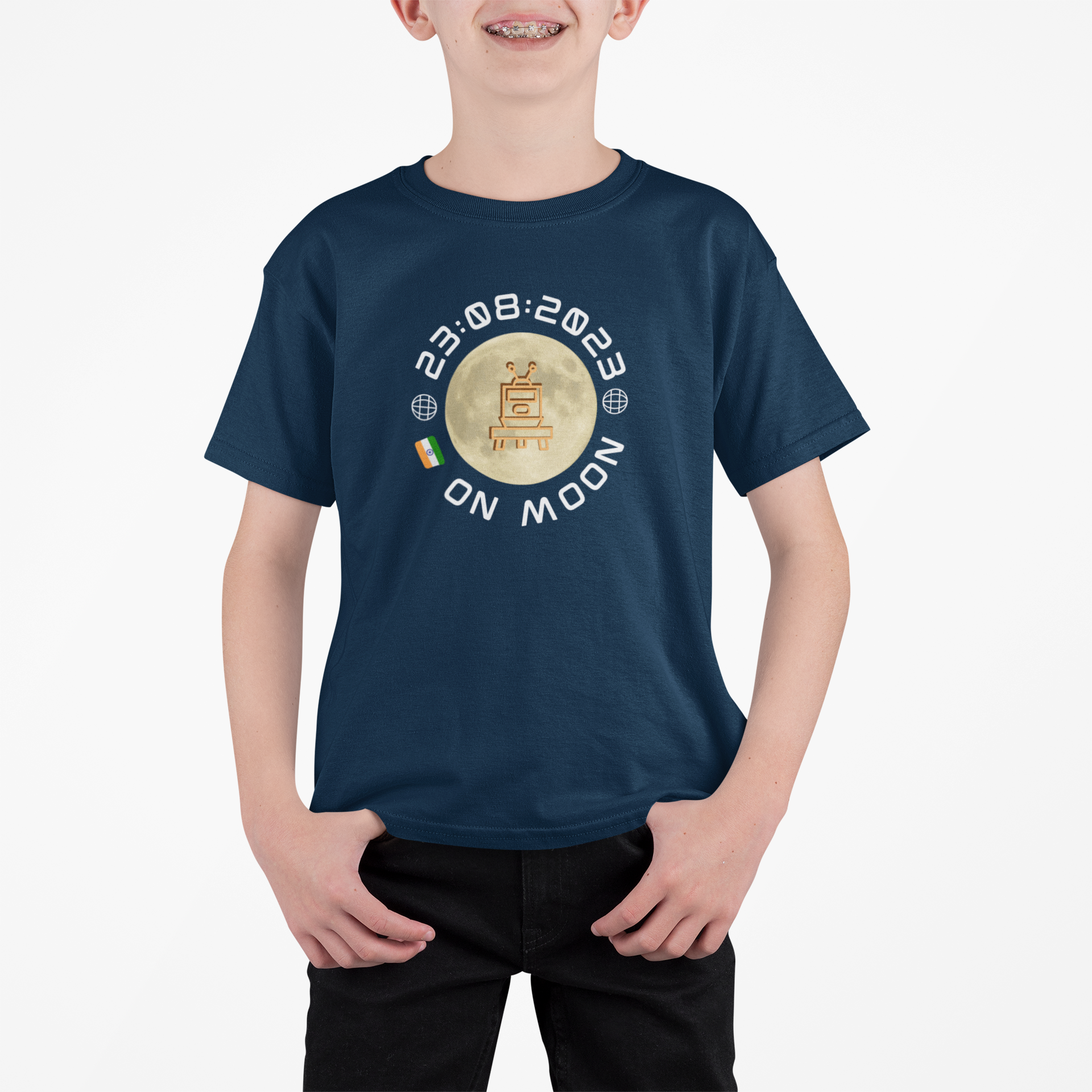 Moon Lander T-shirt for Boys Navy Blue