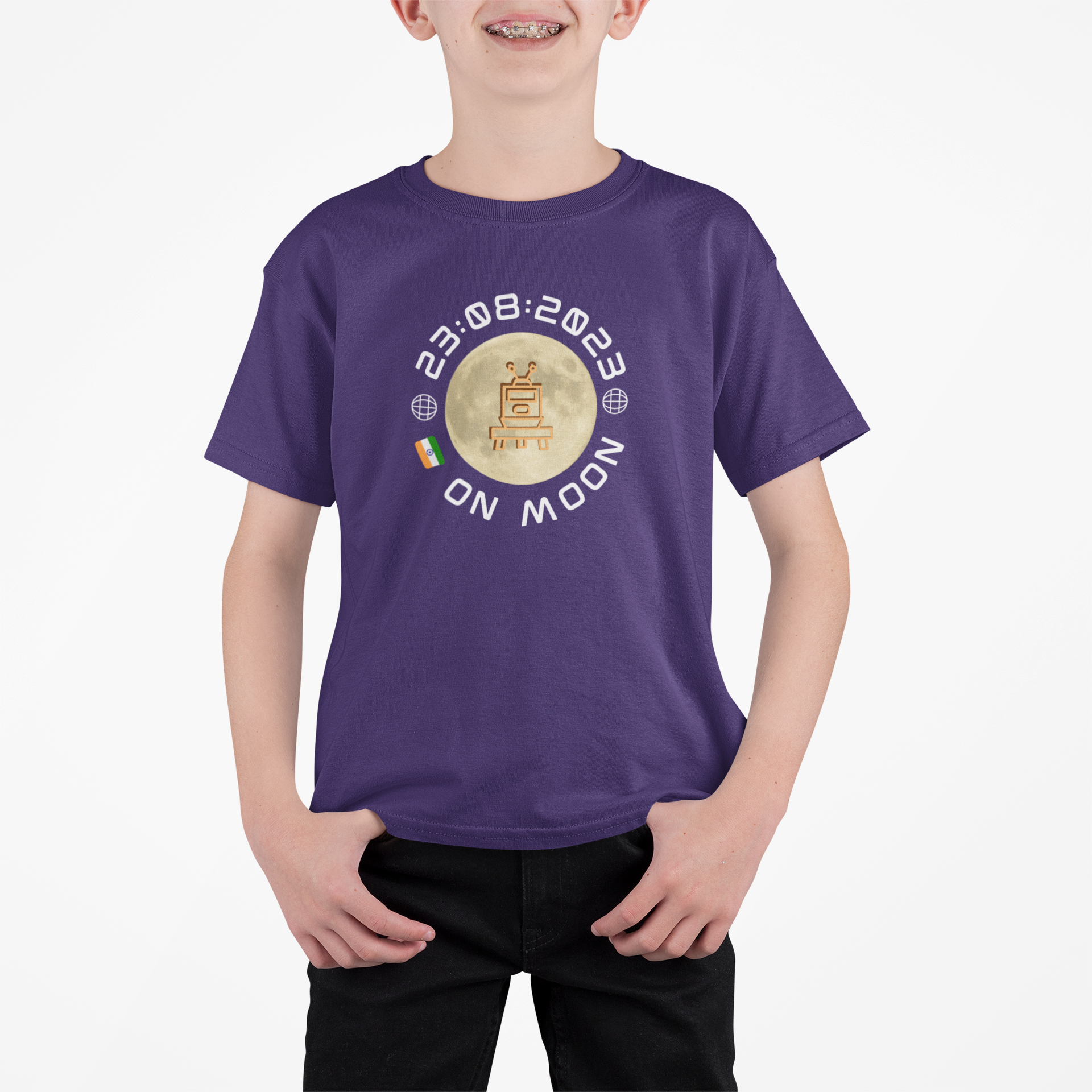 Moon Lander T-shirt for Boys Purple