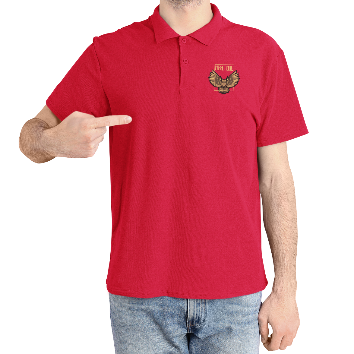Night Owl Polo T-shirt Red