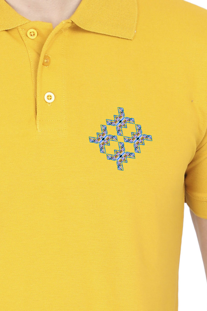 Polo T-Shirt Blue Geometric Pattern D21