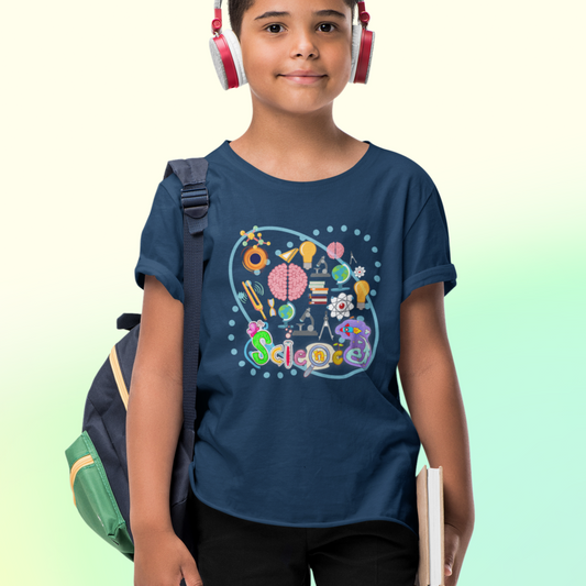Science T-shirt for Boy Navy Blue