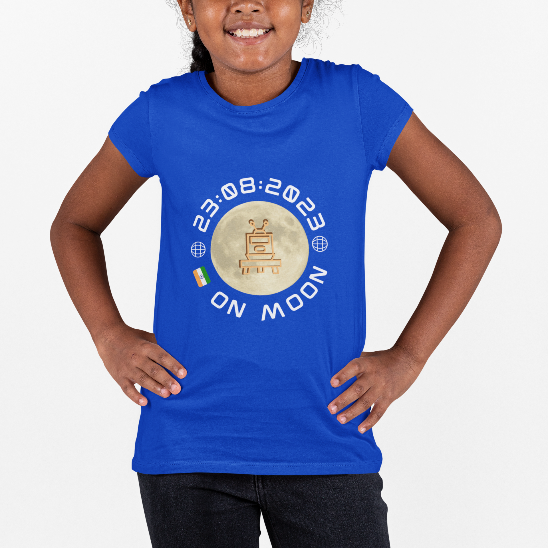 Space Day T-shirt for Girls Royal Blue