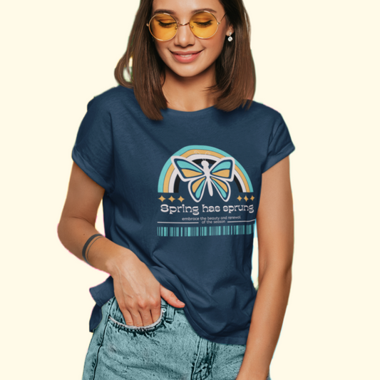 Spring Vibes Navy Blue T-shirt for women