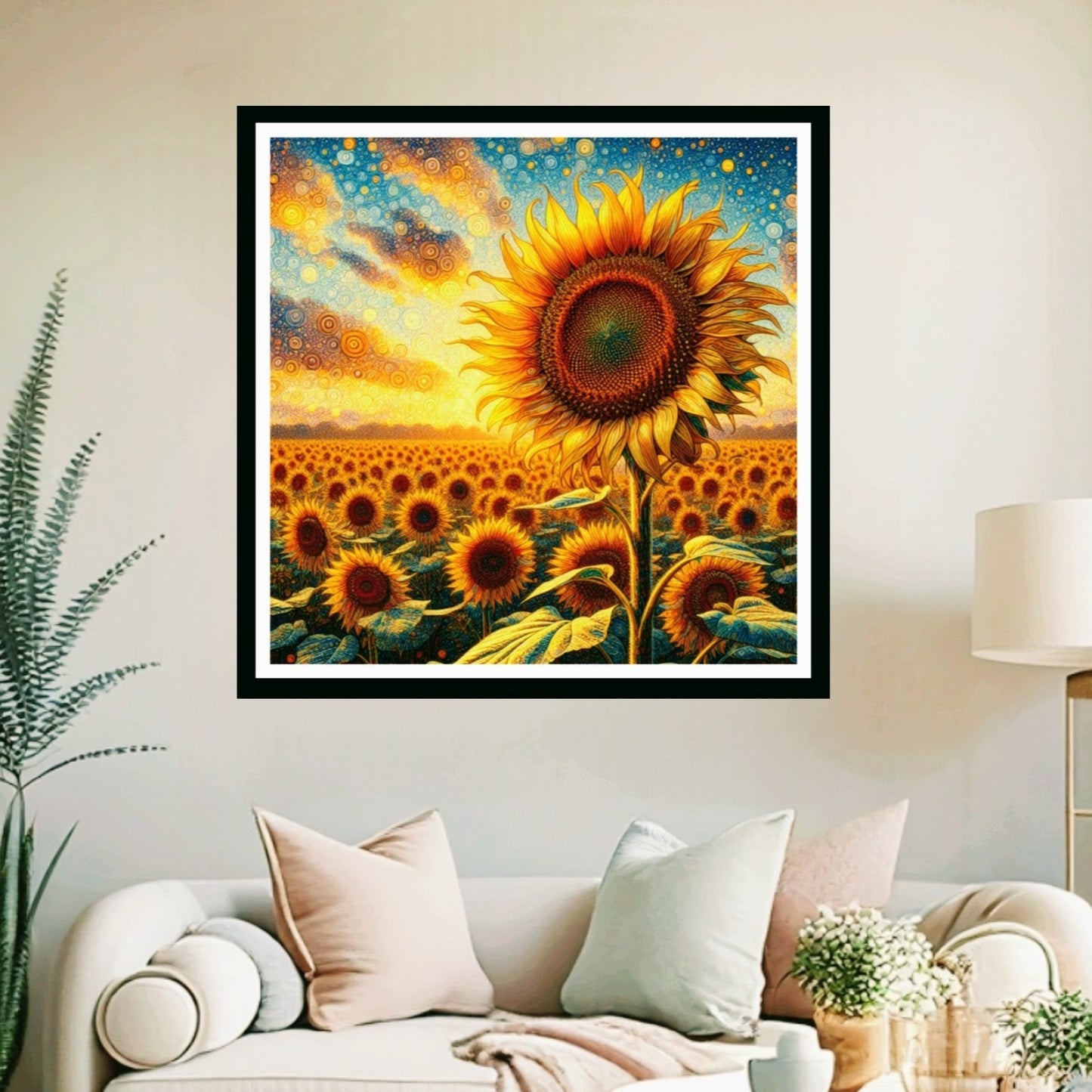 Sunflower Field Landscape Wall Art