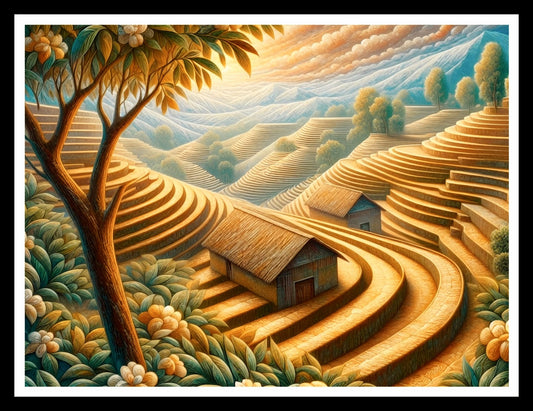 Terraced Field Landscape Wall Art S2