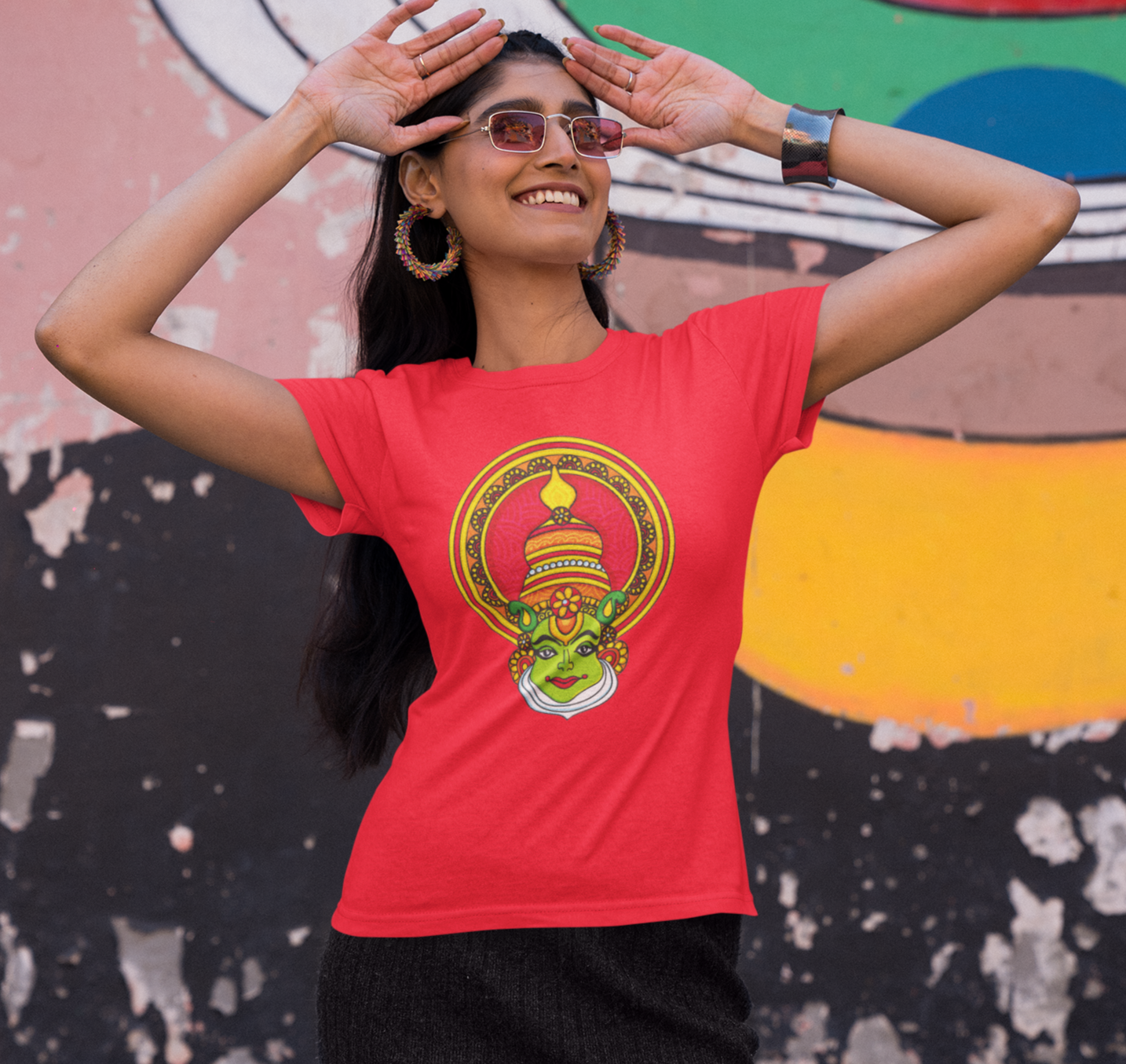 Theyyam Onam Kathakali T-shirt Woman Red