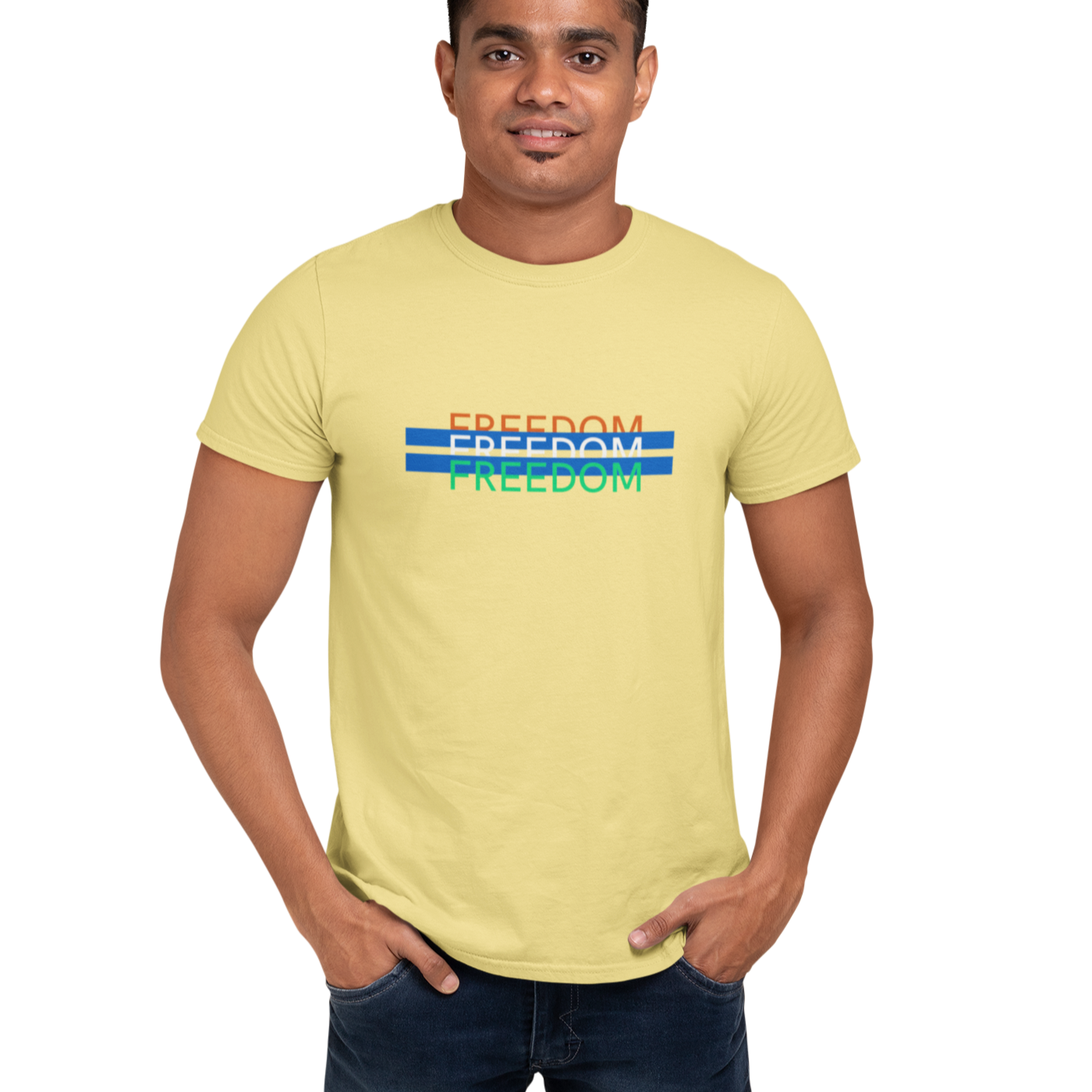 Tricolor India Freedom T-shirt for Men Beige