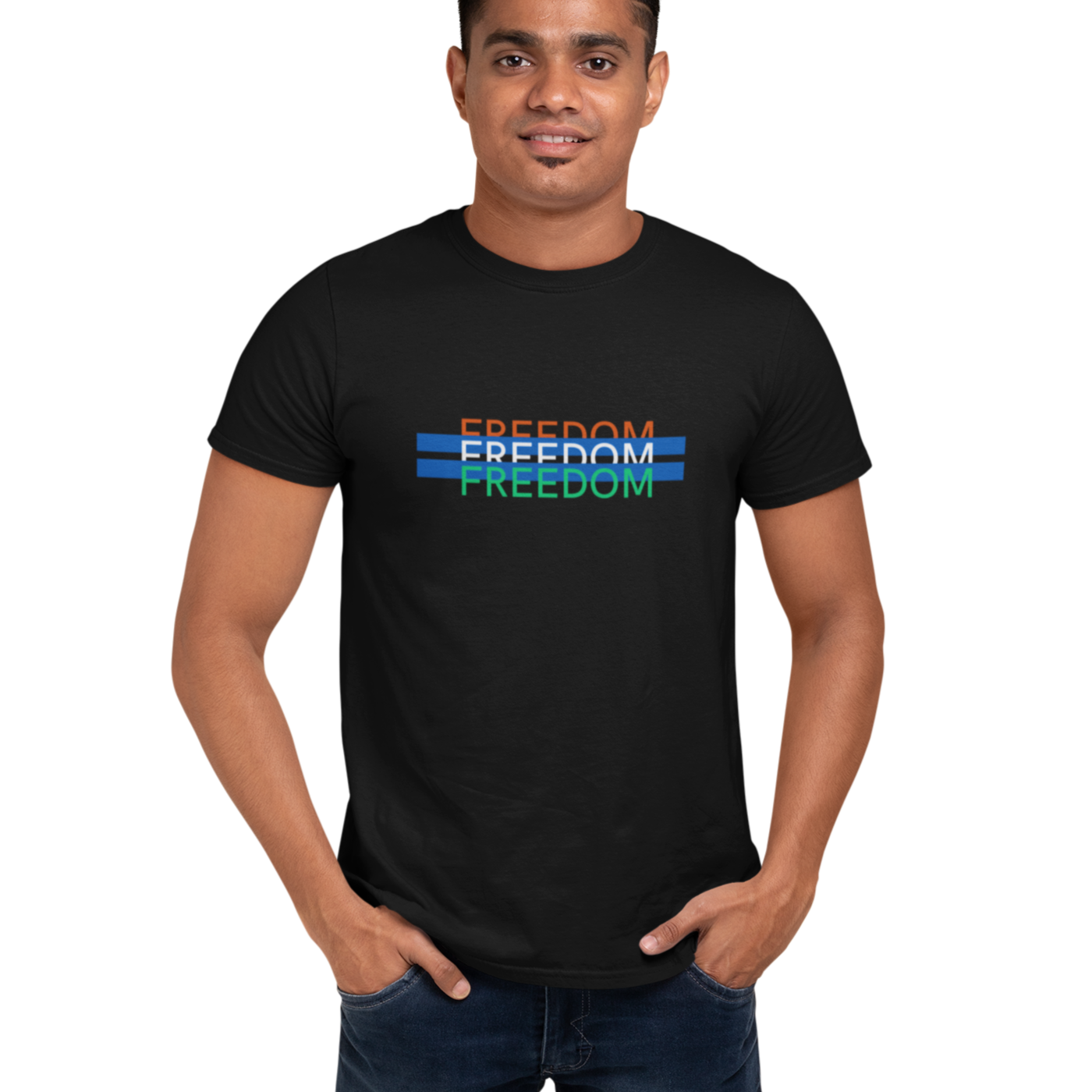 Tricolor India Freedom T-shirt for Men Black