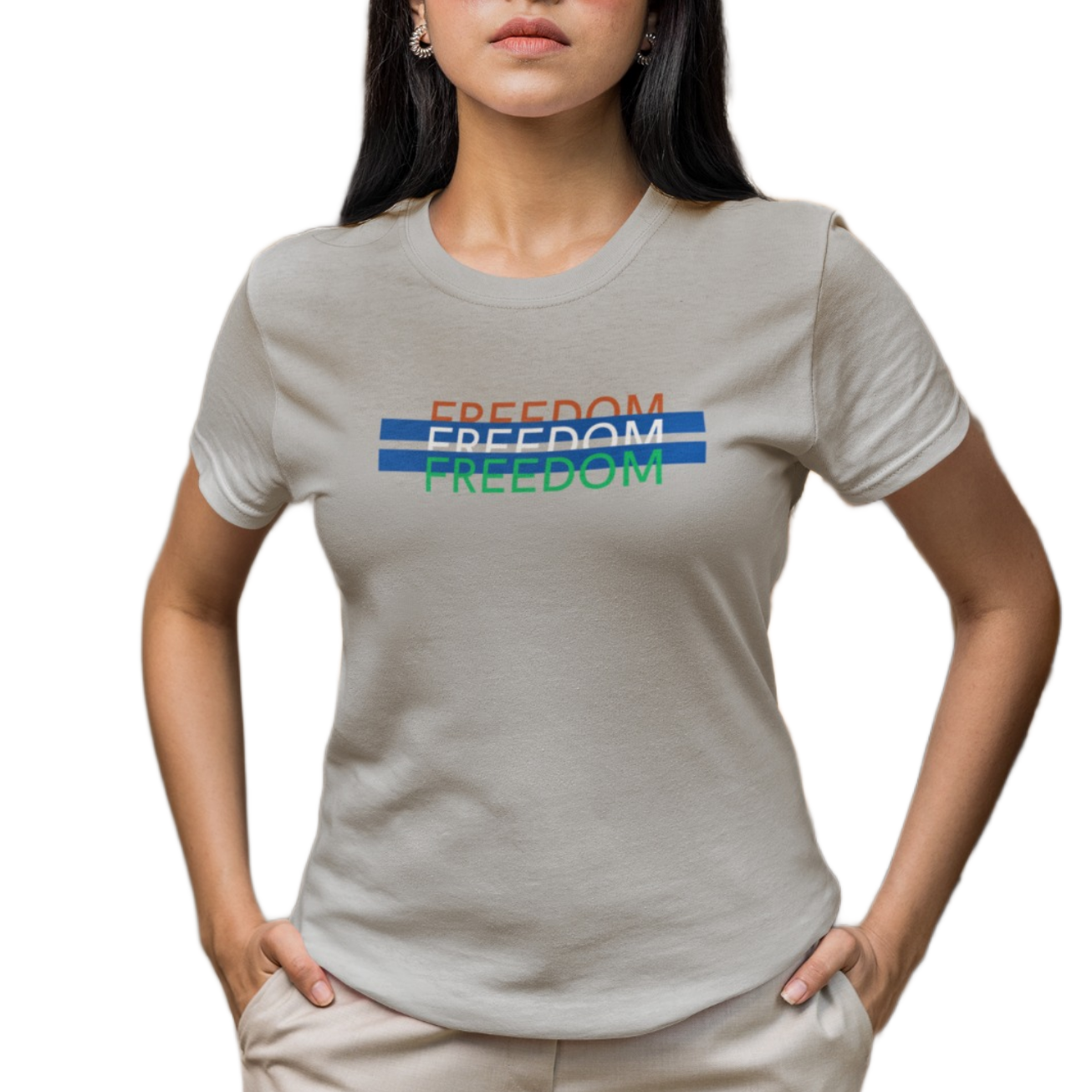 Tricolor India T-shirt for Women Light Grey