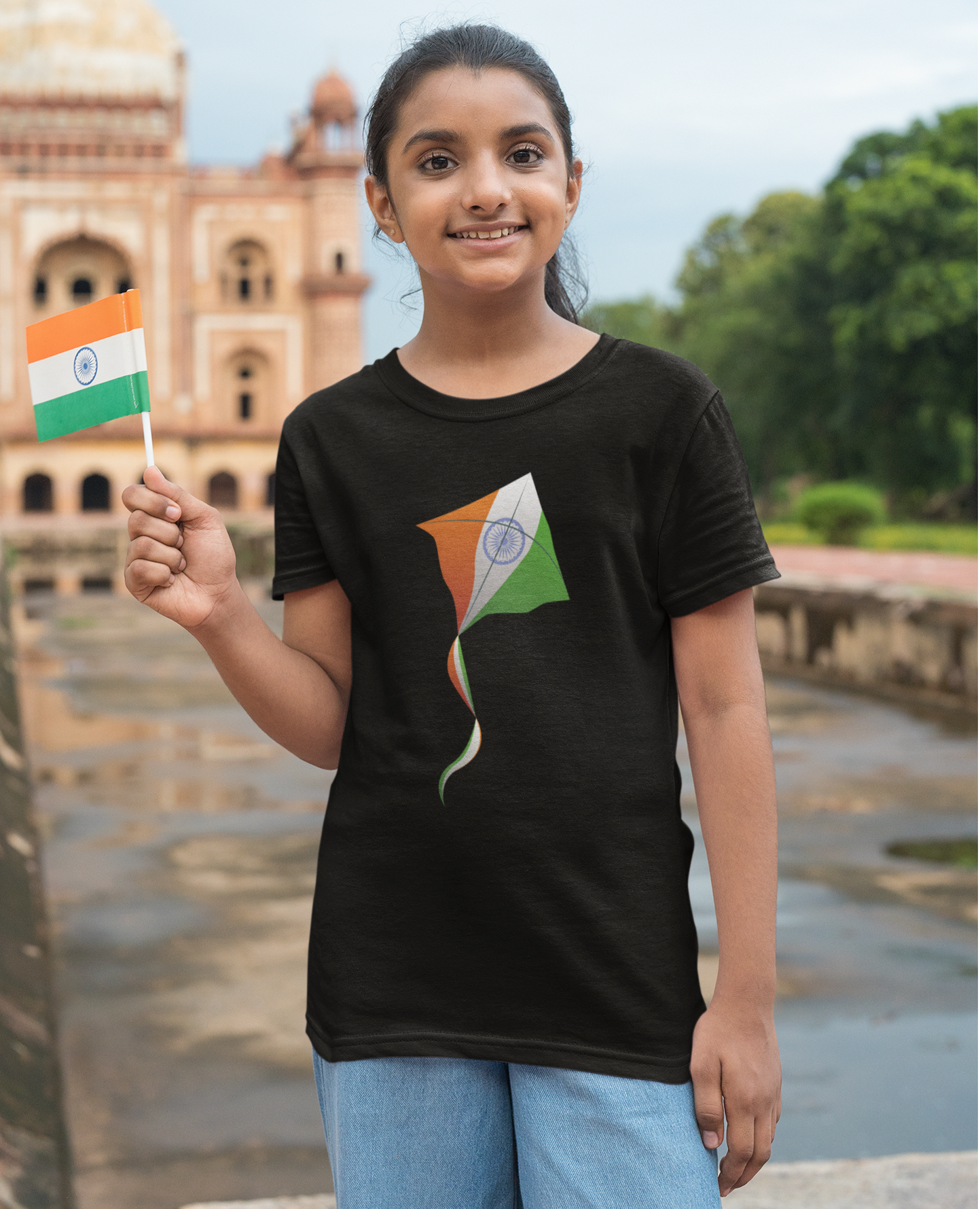 Tricolor T-shirt for Girls Black