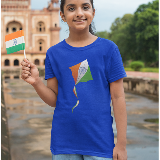 Tricolor T-shirt for Girls Royal Blue