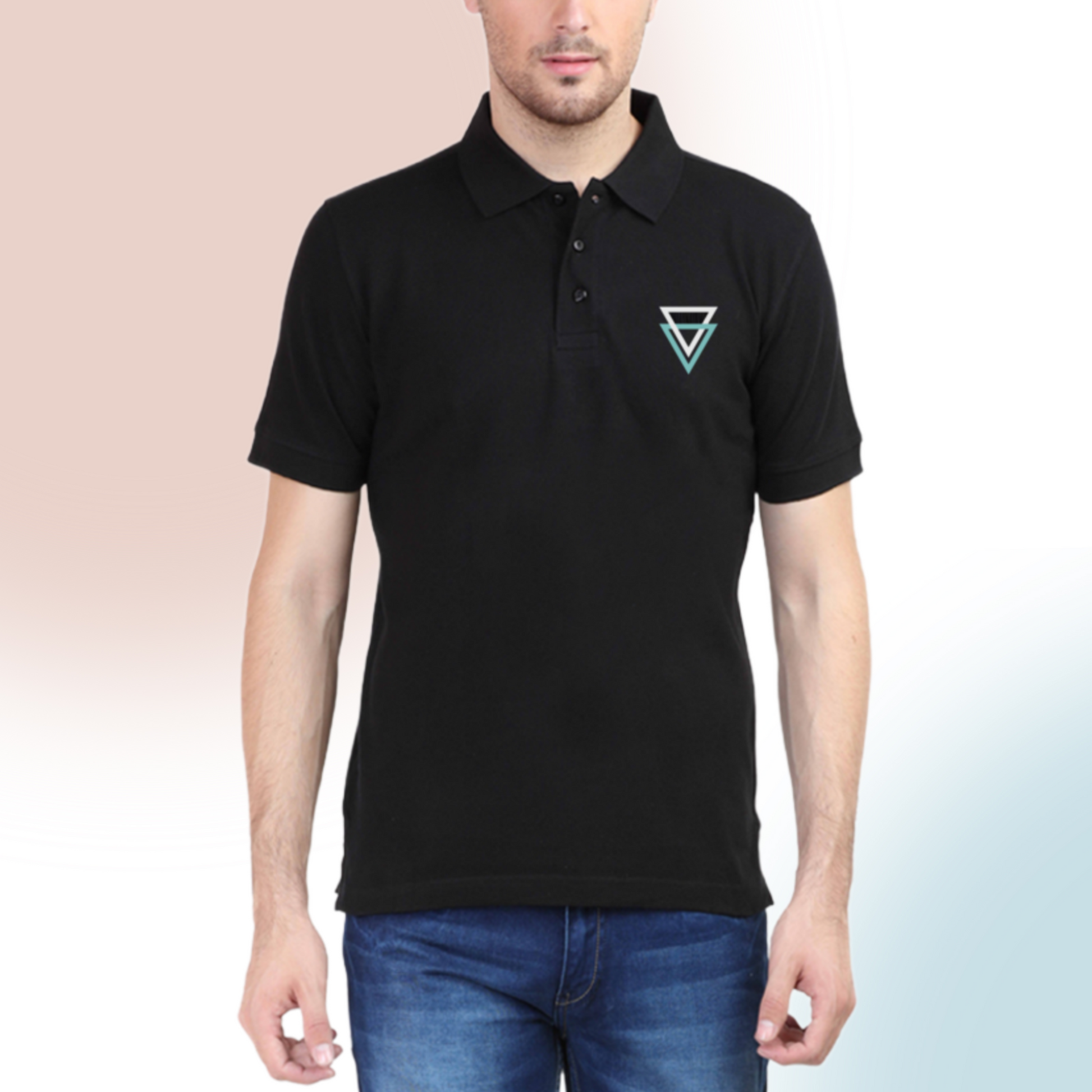 Twin Triangle Polo T-shirt Black