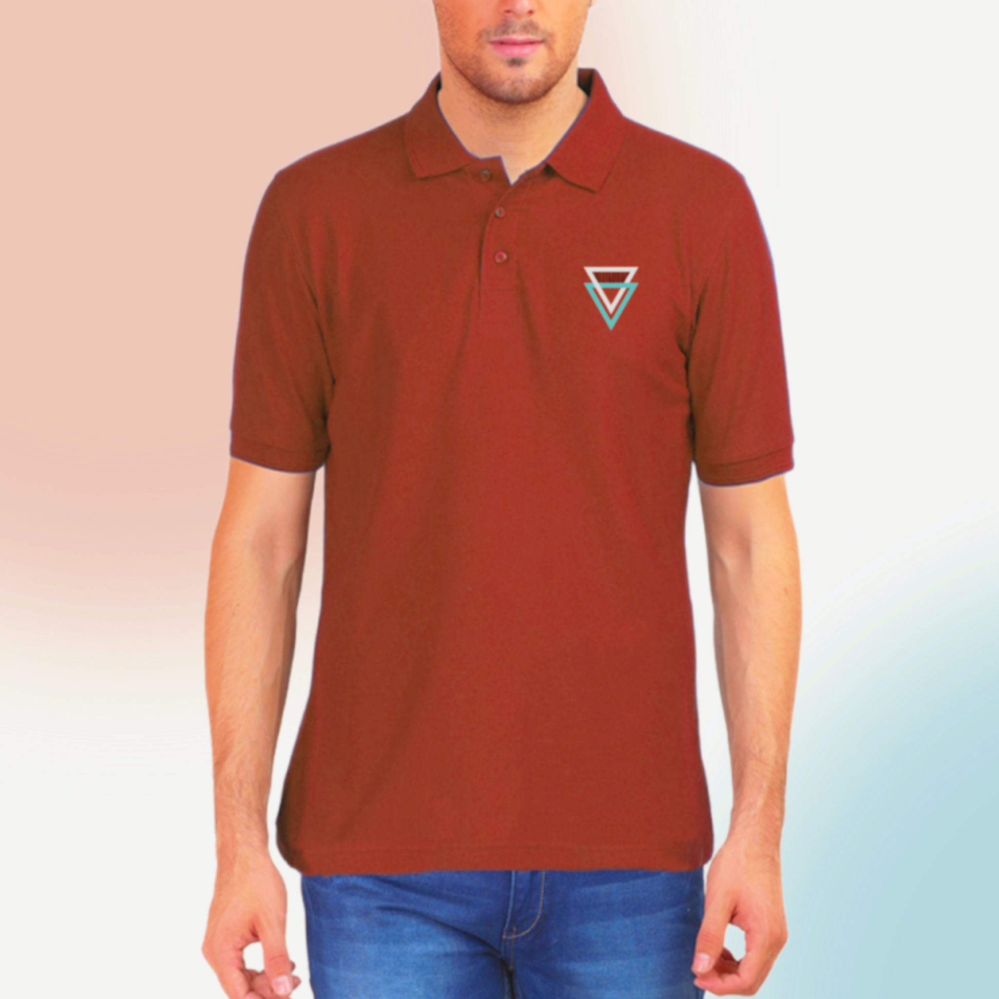 Twin Triangle Polo T-shirt Brick Red
