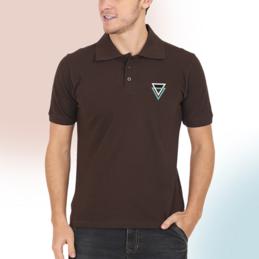 Twin Triangle Polo T-shirt Coffee Brown
