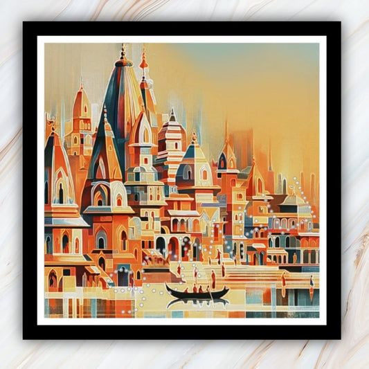 Varanasi Ghat at Dawn Canvas Print