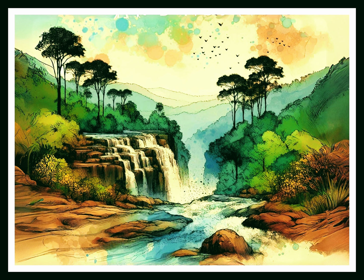 Waterfall Landscape Wall Art S3