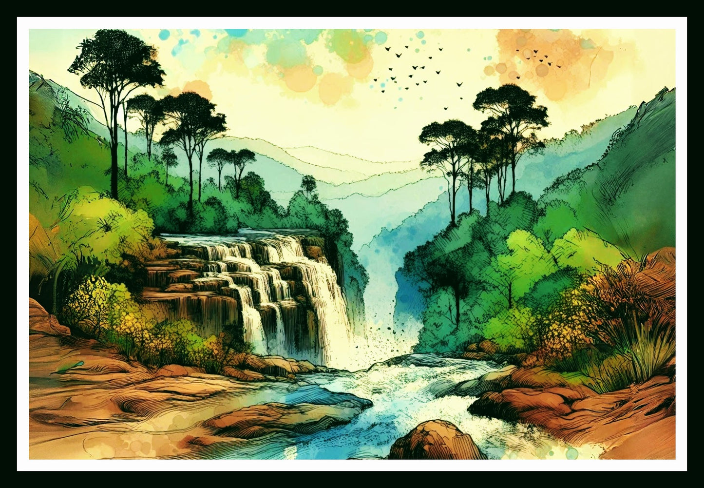 Waterfall Landscape Wall Art S3