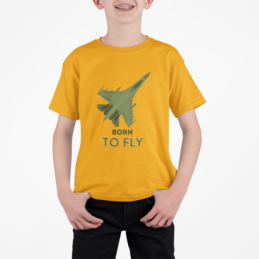 Fighter Jet T-shirt for Boys Golden Yellow
