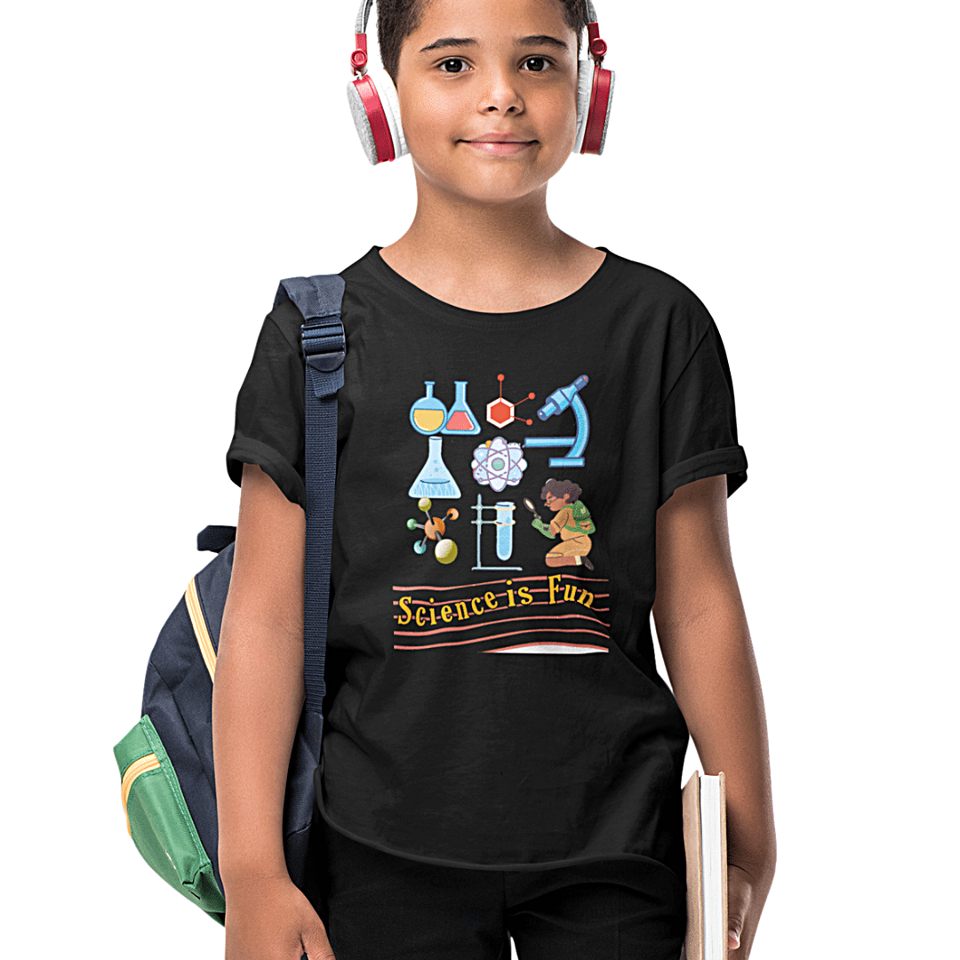 Science Is Fun Black T-shirt for Kids